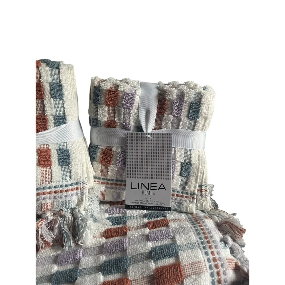 Linea Home Fiesta 8 Piece Towel Set 2 Bath 2 Hand 4 Facecloths Lilac Spice